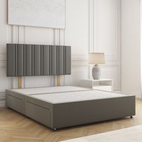BSSPOKE Sienna Divan Bed Plush 24" Headboard & 2Drawers Same Side No Mattress in Grey | Size: King