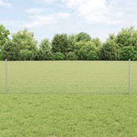 Berkfield Home Welded Wire Fence with 5 U Posts Silver 0.6x25 m Steel