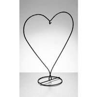 Sienna Glass Heart Shaped Metal Ornament Stand Black in Jet Black
