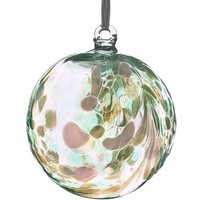 Sienna Glass 10cm Friendship Ball Feather Design Green in Light Green