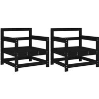 Berkfield Home Garden Chairs 2 pcs Black Solid Wood Pine