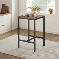 VASAGLE Square Industrial Bar Table Heavy Duty Steel Frame Tall in Brown