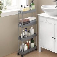 SONGMICS 4 Tier Rolling Storage Trolley for Kitchen or Bathroom in Grey
