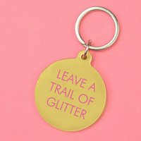 Flamingo Candles Leave a Trail of Glitter Keyring in Gold