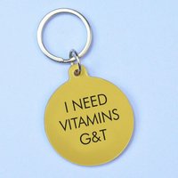 Flamingo Candles I Need Vitamins G&T Keyring in Purple