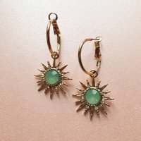 Luxe Tones Women's Solina Aqua Gem Hoop Earrings