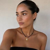 Riri Beaded Boho Celestial Pendant Necklace