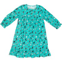 Fox In A Box Girl's Crazy Cat Three Quarter Sleeved Aqua Nightie | Size: 10-11 Years