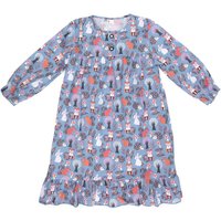 Fox In A Box Girl's Twilight Woodland Cotton Three Quarter Nightie in Blue | Size: 7-8 Years