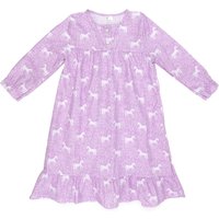 Fox In A Box Girl's Magical Unicorn Purple Cotton Three Quarter Sleeved Nightie | Size: 5-6 Years