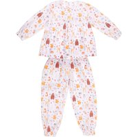Fox In A Box Girl's Woodland Friends Cotton Trouser Pyjama Set in White | Size: 3-4 Years