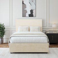 Bedmaster Luxury Velvet 2 Drawer Divan Base & Plain Headboard in Natural | Size: Super King