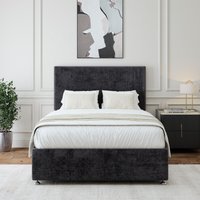 Bedmaster Luxury Velvet 2 Drawer Divan Base & Plain Headboard in Black | Size: Super King
