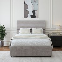 Bedmaster Luxury Velvet 2 Drawer Divan Base & Lined Headboard in Light Grey | Size: Super King