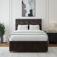 Bedmaster Chenille Ottoman Divan Base & Square Headboard in Charcoal | Size: Super King