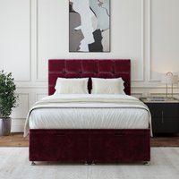 Bedmaster Chenille Ottoman Divan Base & Square Headboard in Aubergine | Size: Small Double