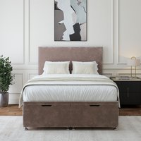 Bedmaster Chenille Ottoman Divan Base & Plain Headboard in Silver | Size: Super King