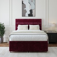 Bedmaster Chenille Ottoman Divan Base & Lined Headboard in Aubergine | Size: Double