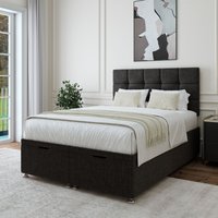 Bedmaster Linen Ottoman Divan Base & Square Headboard in Charcoal | Size: Single