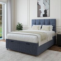 Bedmaster Linen Ottoman Divan Base & Square Headboard in Midnight | Size: King