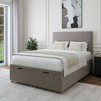 Bedmaster Linen Ottoman Divan Base & Plain Headboard in Grey | Size: King