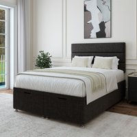 Bedmaster Linen Ottoman Divan Base & Lined Headboard in Charcoal | Size: Single