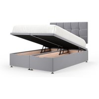 Bedmaster Plush Velvet Ottoman Divan Base & Square Headboard in Silver | Size: Small Double