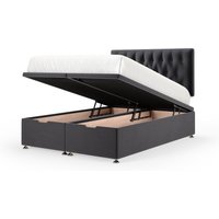 Bedmaster Plush Velvet Ottoman Divan Base & Button Headboard in Grey | Size: Super King