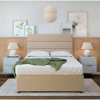 Bedmaster Plush Velvet 2 Drawer Divan Base & Lined Headboard in Natural | Size: Double