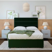 Bedmaster Plush Velvet 2 Drawer Divan Base & Lined Headboard in Emerald | Size: Single