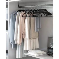 SONGMICS Set of 20 Clothes Hangers Non Slip with Tie Bar & Hook in Black