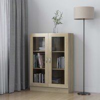 Berkfield Home Vitrine Cabinet Sonoma Oak 82.5x30.5x115 cm Engineered Wood in Brown
