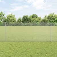 Berkfield Home Welded Wire Fence with 44 U Posts Silver 1x50 m Steel in Grey