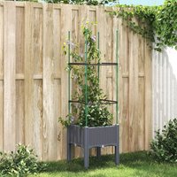 Berkfield Home Garden Planter with Trellis Blue Grey 40x40x142.5 cm PP