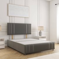 BSSPOKE Rosie Divan Bed Plush Velvet 24" Headboard & No Mattress No Drawers in Grey | Size: Single