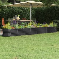 Berkfield Home Garden Raised Bed Powder-coated Steel 332x40x36 cm Anthracite in Black | Size: 332 x 40 x 36 cm