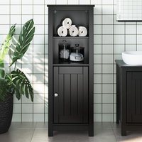 Berkfield Home Bathroom Cabinet BERG Black 40x34x110 cm Solid Wood Pine | Size: 40 x 34 x 110 cm