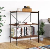 Berkfield Home 3-Tier Shelving Unit Black & Dark Wood 80x40x92 cm | Size: 80 x 40 x 92 cm