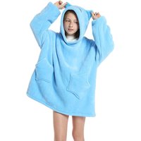 Leaper Oversized Kids Blanket Hoodie in Mid Blue