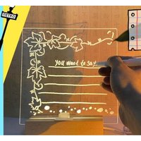 Obasyhig LED Erasable Drawing Board with 7 Pens in Yellow | Size: Small