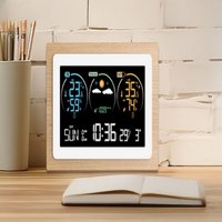 Leaper Colourful Screen Indoor & Outdoor Weather Clock in Brown