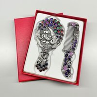 Leaper Style 2 Creative Metal Peacock Mirror Comb Set in Blue