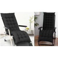 Obasyhig Sun Lounger Cushion Pad for Garden Recliner Chair in Black