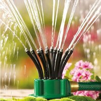 Obasyhig 360-Degree Automatic Multi-Head Garden Sprinkler in Green