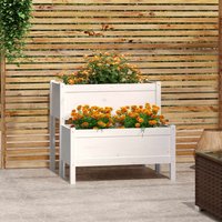 Berkfield Home Planter White 84.5x84x75 cm Solid Wood Pine