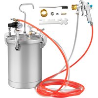 Costway 15L Paint Tank Pressure Paint Pot Adjusting Spray Range Spray Gun Outfit Kit in Silver