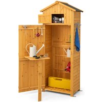 Costway Outdoor Storage Shed Wooden Garden Tool Utility Cabinet Waterproof Asphalt Roof in Natural