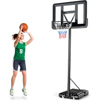 Costway Portable Basketball Hoop Height Adjustable Basketball Stand System with Net & Portable Wheels in Black