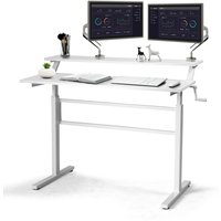 Costway 2-Tier Standing Computer Desk Sit to Stand Workstation Ergonomic Computer Table in White