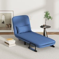 Costway Single Folding Sofa Bed Chair Modern Fabric Sleep Function Holder With Pillow in Blue